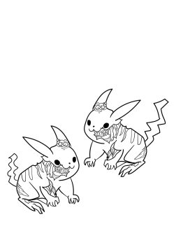 Desenho de Pikachu Zumbi para Imprimir e Pintar com Giz