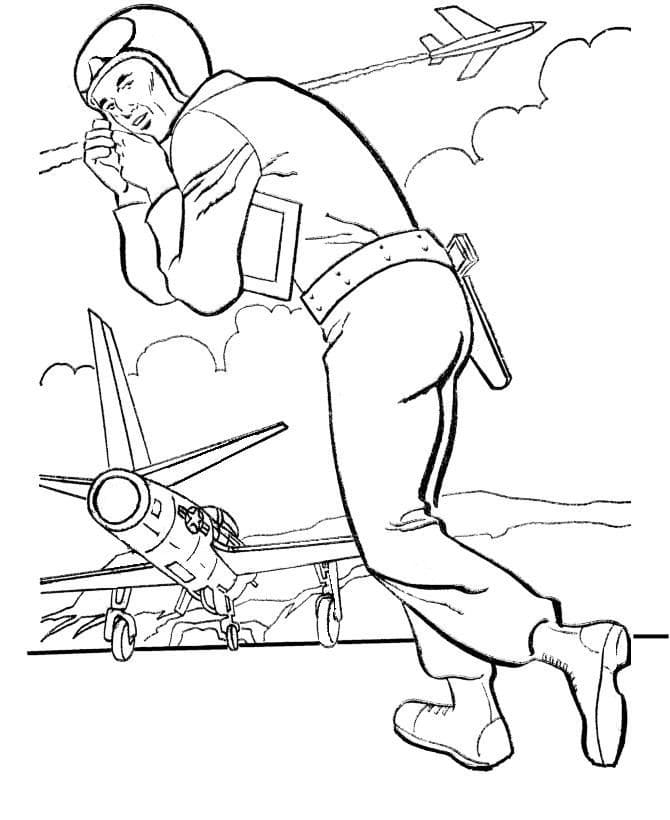 Desenho de Piloto Grátis para Colorir e Pintar