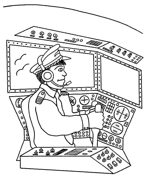 Desenho de Piloto para Colorir Tinta Guache