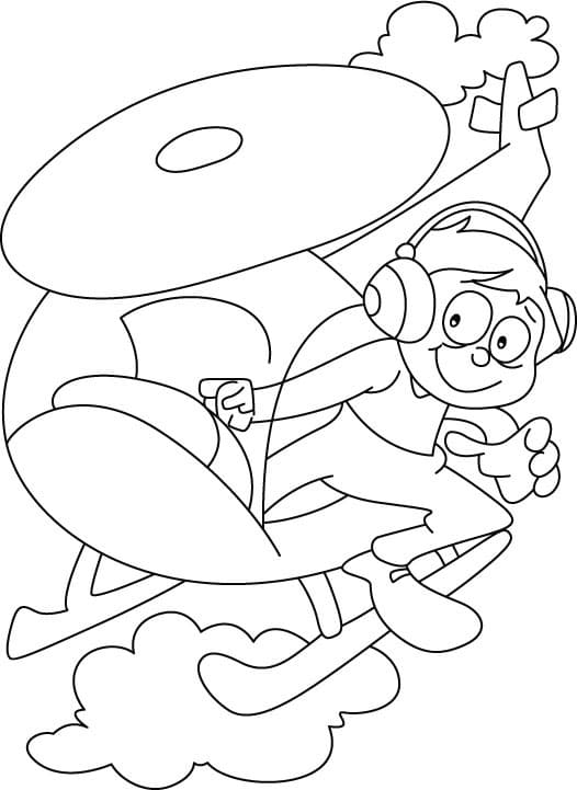 Desenho Piloto de Helicóptero para Colorir
