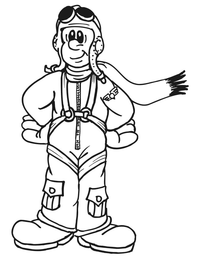 Desenho Piloto Feliz para Colorir