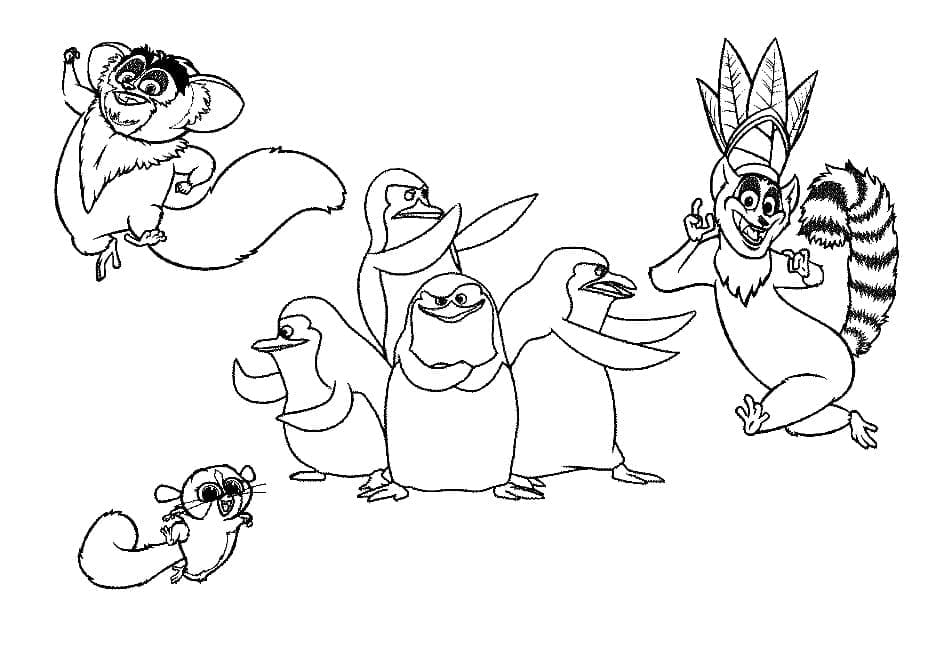 Desenho de Pinguins de Madagascar Download Grátis para Colorir