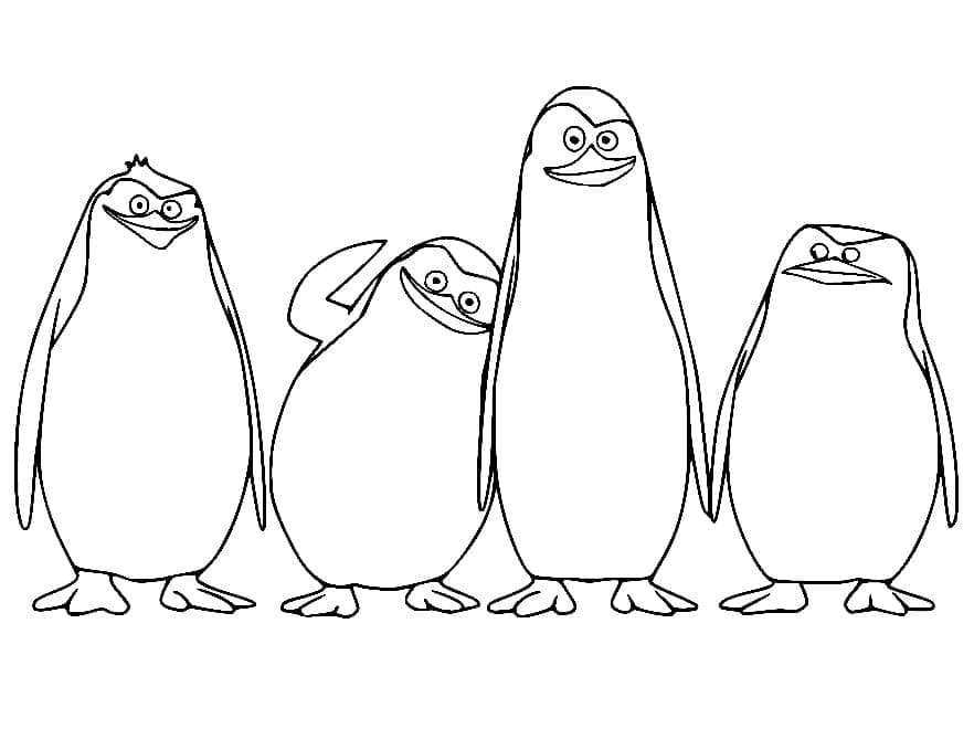 Desenho de Pinguins de Madagascar para Colorir com Lápis de Cor