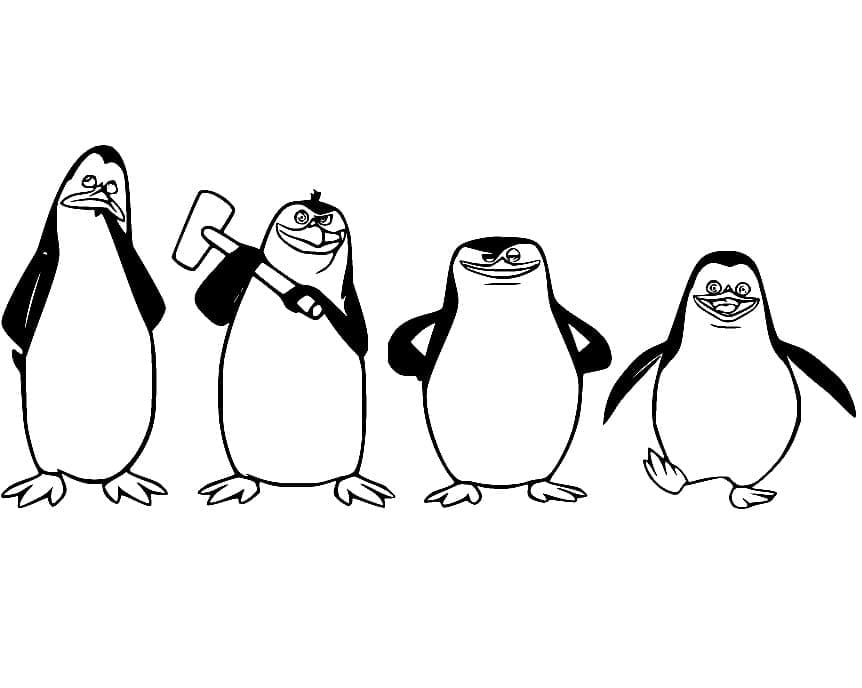 Desenho de Pinguins de Madagascar para Colorir e Imprimir Pdf