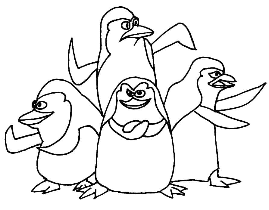 Desenho de Pinguins de Madagascar para Colorir Giz de Cera