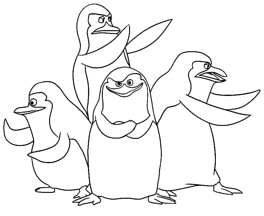 Desenho de Pinguins de Madagascar para Colorir Pdf