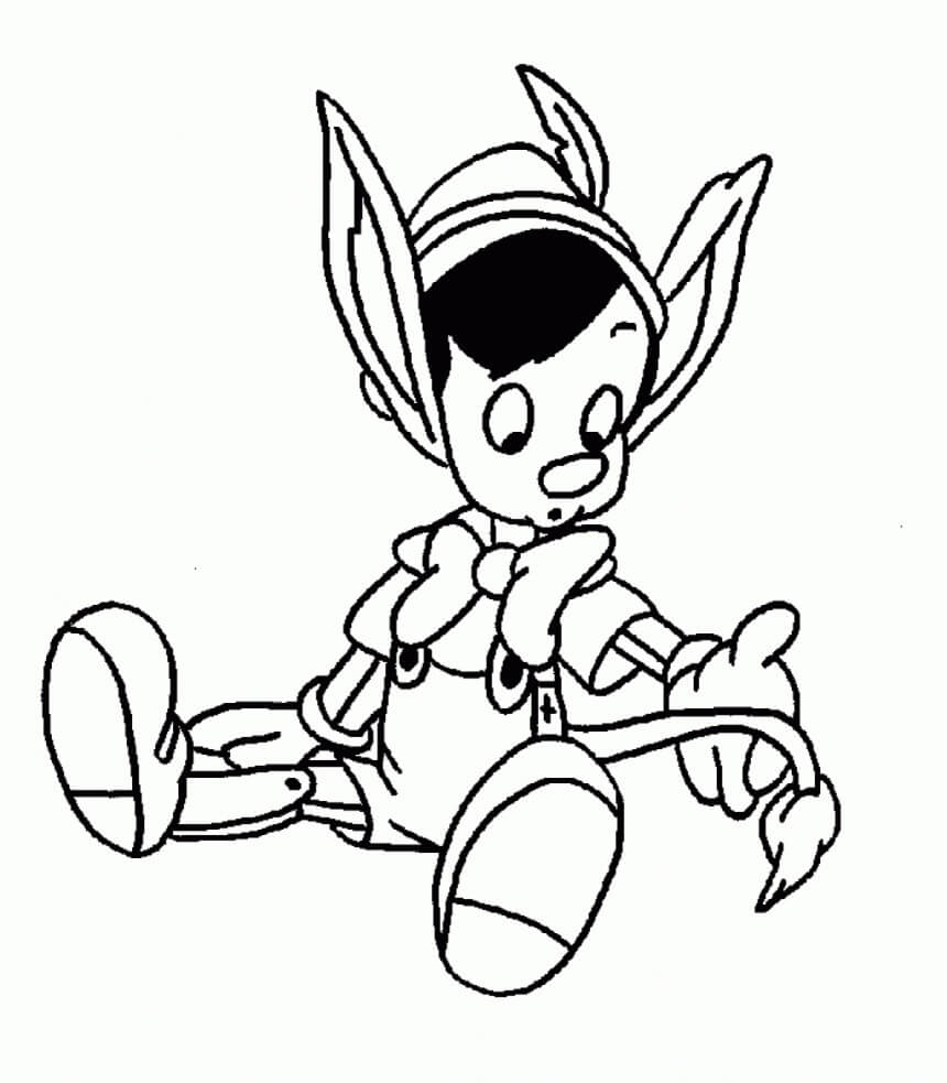 Desenho de Pinoquio com Geppetto para Colorir