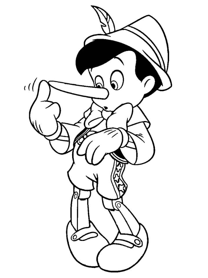Desenho de Pinoquio com Jiminy Cricket para Colorir