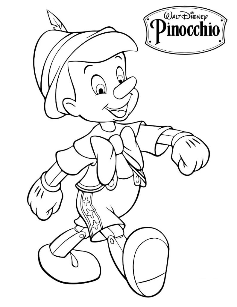 Desenho de Pinoquio para Imprimir e Colorir