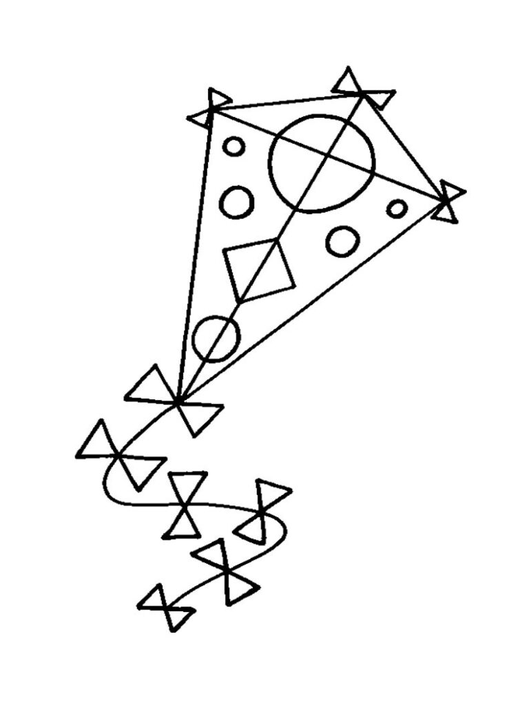Desenho de Pipa com Rabiola para Colorir