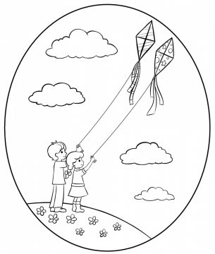 Desenho de Pipa para Colorir figurá Imprimível