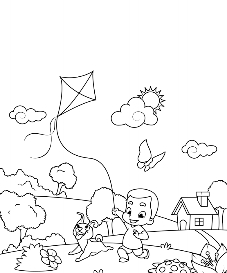 Desenho de Pipa para Imprimir e Colorir