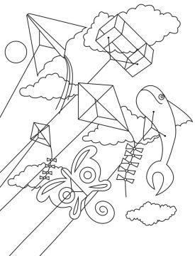 Desenho de Pipa Pdf Imprimível para Colorir