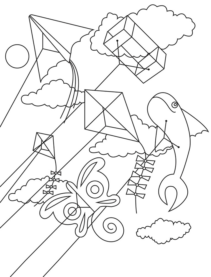 Desenho de Pipa Pdf Imprimivel para Colorir