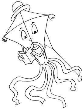 Desenho de Pipa Soltando no céu para Colorir