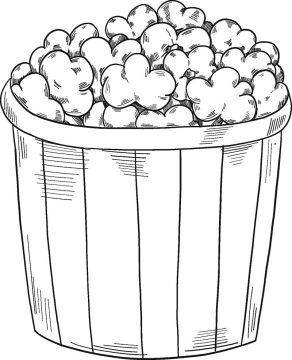 Desenho de Pipoca para Imprimir e Colorir
