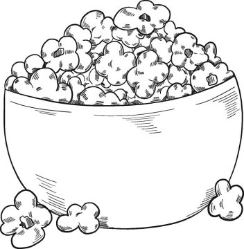 Desenho Pipoca na Tigela para Colorear