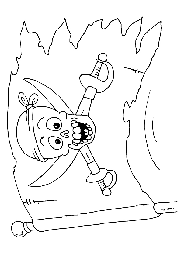Desenho de Bandeira Pirata para Colorir