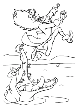 Desenho de Pirata Fugindo de jacaré para Colorir