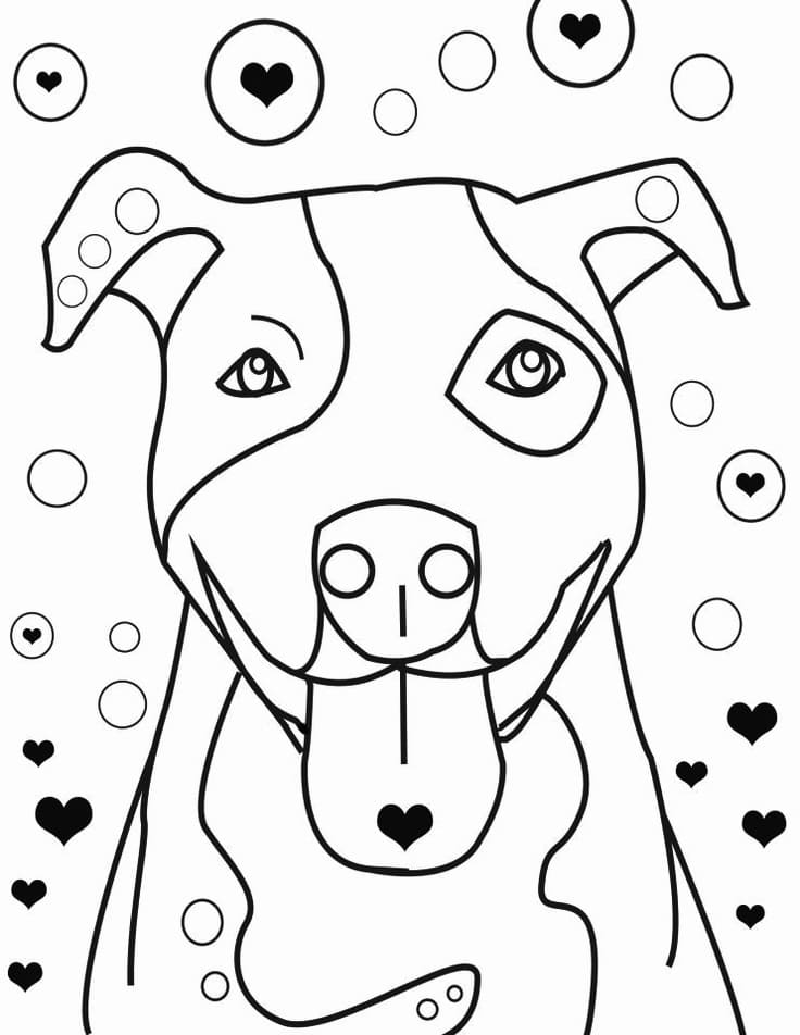 Desenho de Cão Pitbull Feliz para Colorir