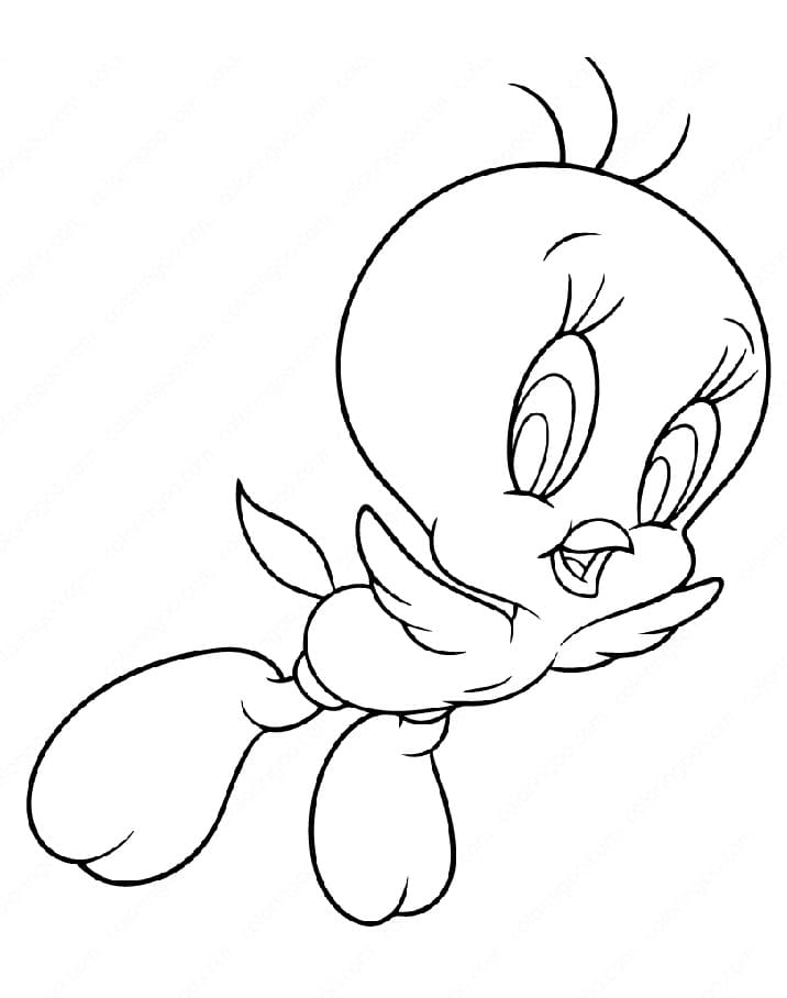 Desenho de Piu Piu com Flores para Colorir