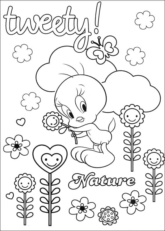 Desenho de Piu Piu com Tinta Guache para Colorir