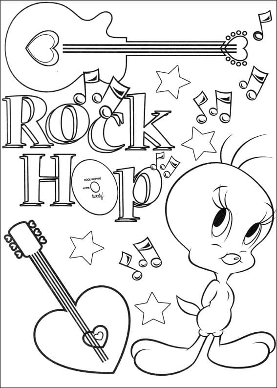 Desenho de Piu Piu Musicista para Colorir