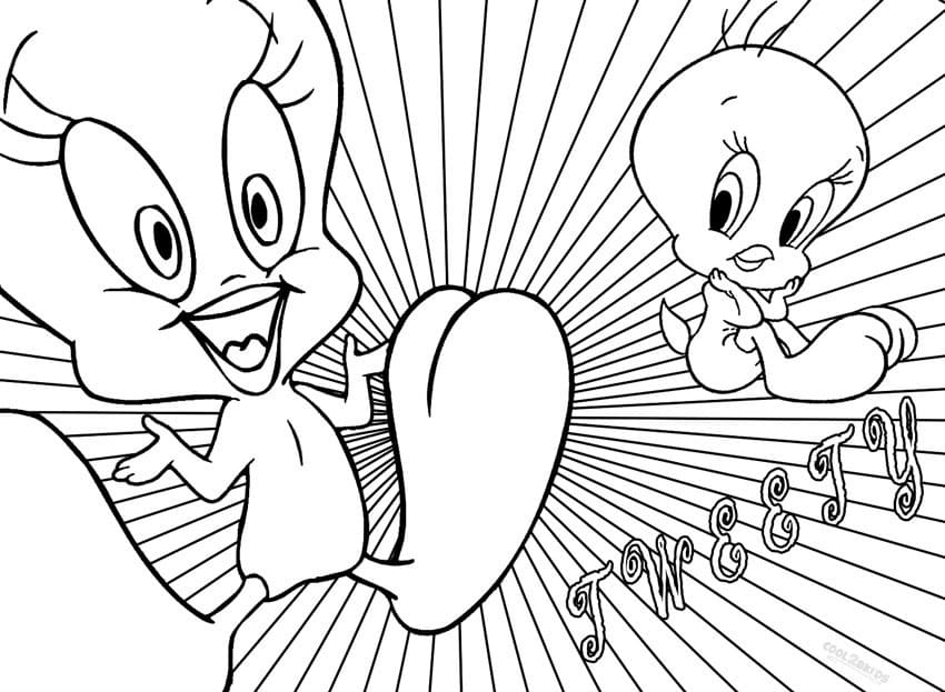 Desenho de Piu Piu na Escola para Colorir