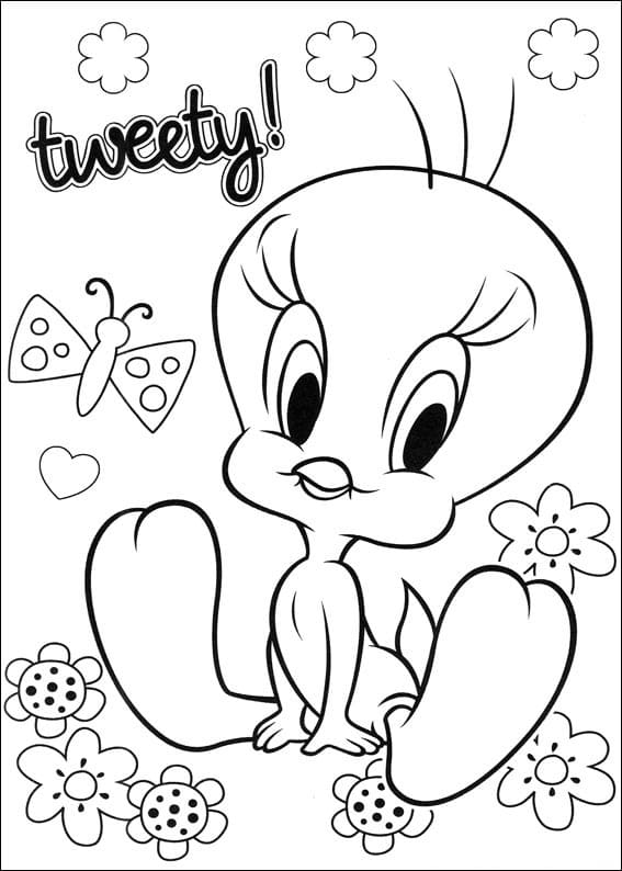 Desenho de Piu Piu no Jardim para Colorir