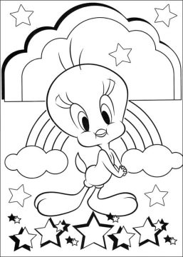Desenho de Piu Piu Segurando Uma Flor para Colorir