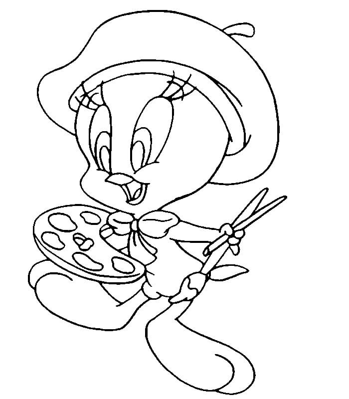 Desenho de Piu Piu Sentado para Colorir