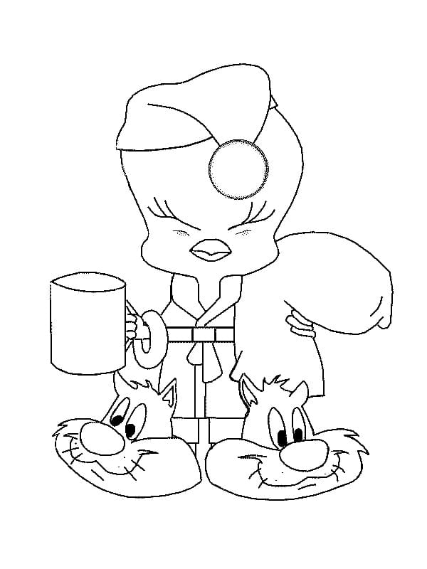 Desenho de Piu Piu Voando para Colorir