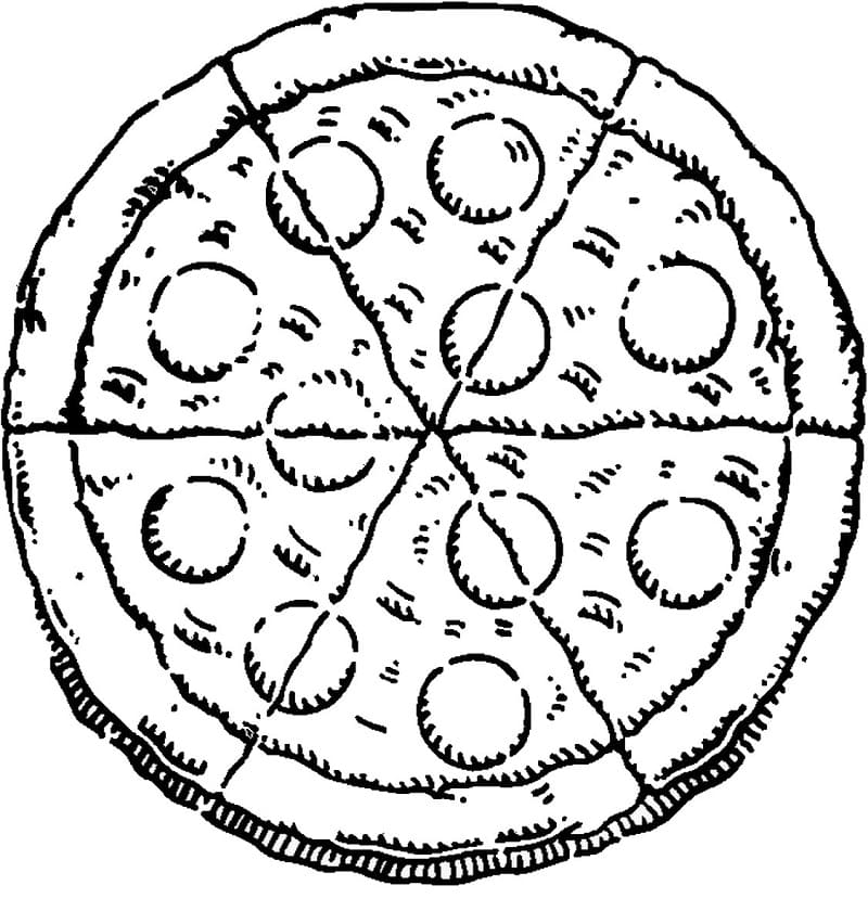 Desenho de Pizza com Giz de Cera para Colorir