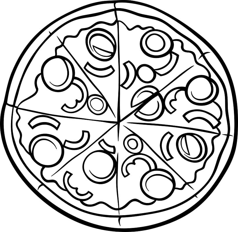 Desenho de Pizza de Pepperoni para Colorir