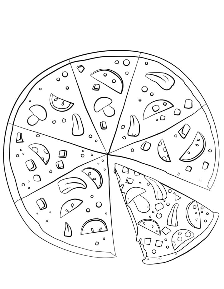Desenho de Pizza de Queijo para Colorir