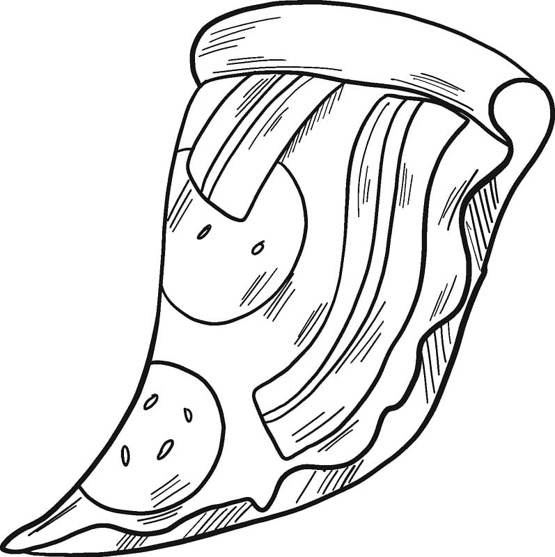 Desenho de Pizza Fatiada para Colorir