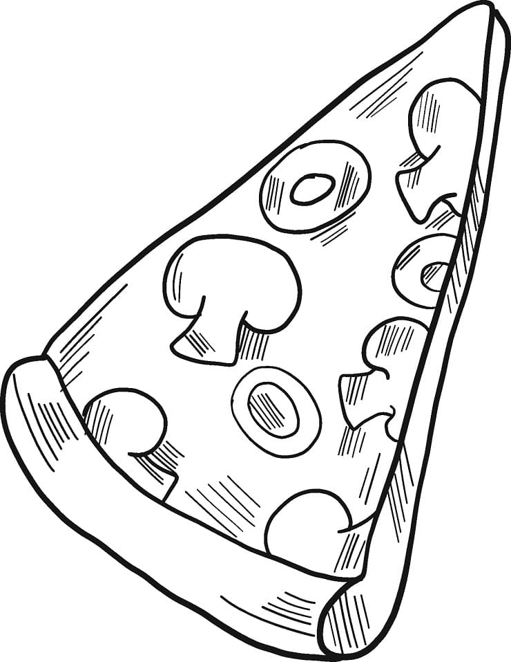 Desenho de Pizza na Mesa para Colorir