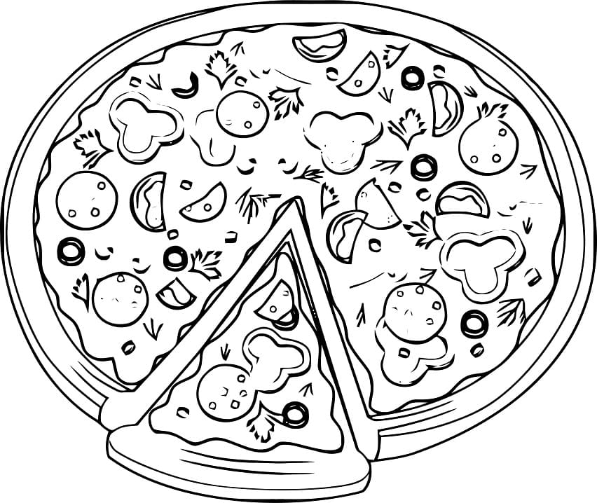 Desenho de Pizza para Colorir Tinta Guache