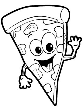 Desenho Pdf de fatiá de Pizza Kawaii Divertida para Colorir