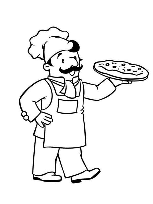 Desenho de Grátis Pizzaiolo para Colorir