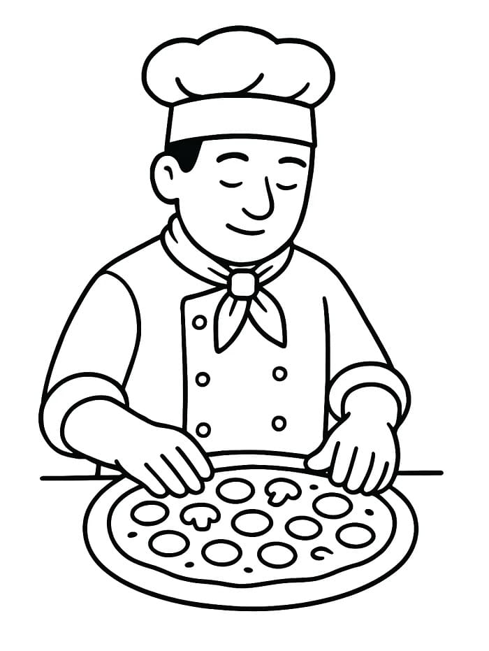 Desenho de Imprimivel Grátis Pizzaiolo para Crianças para Colorir