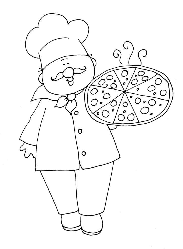 Desenho de Imprimivel Grátis Pizzaiolo para Colorir