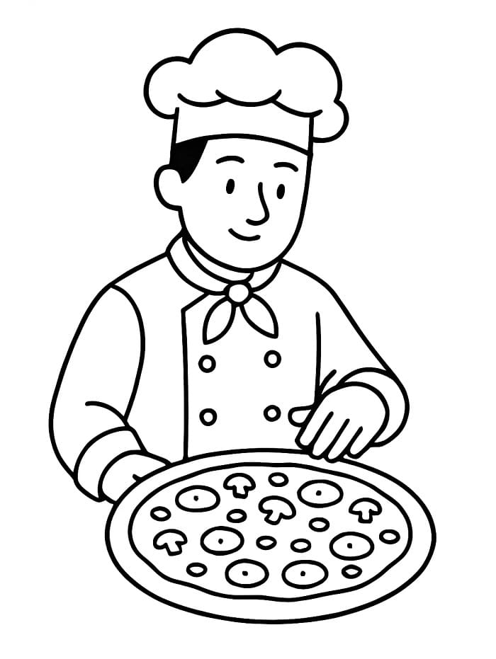 Desenho de Imprimivel Pizzaiolo para Crianças para Colorir