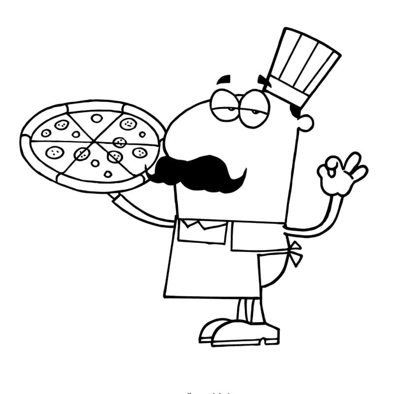 Desenho de Imprimivel Pizzaiolo para Colorir