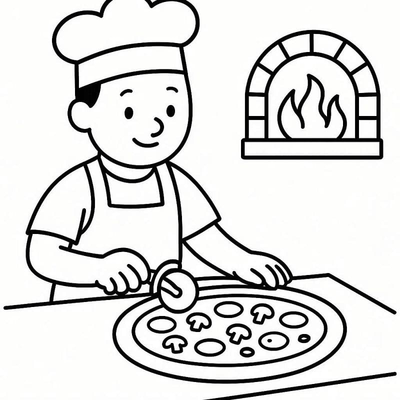 Desenho de o Pizzaiolo para Colorir