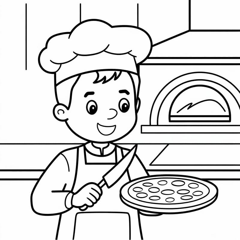 Desenho de Pizzaiolo Fofo para Colorir
