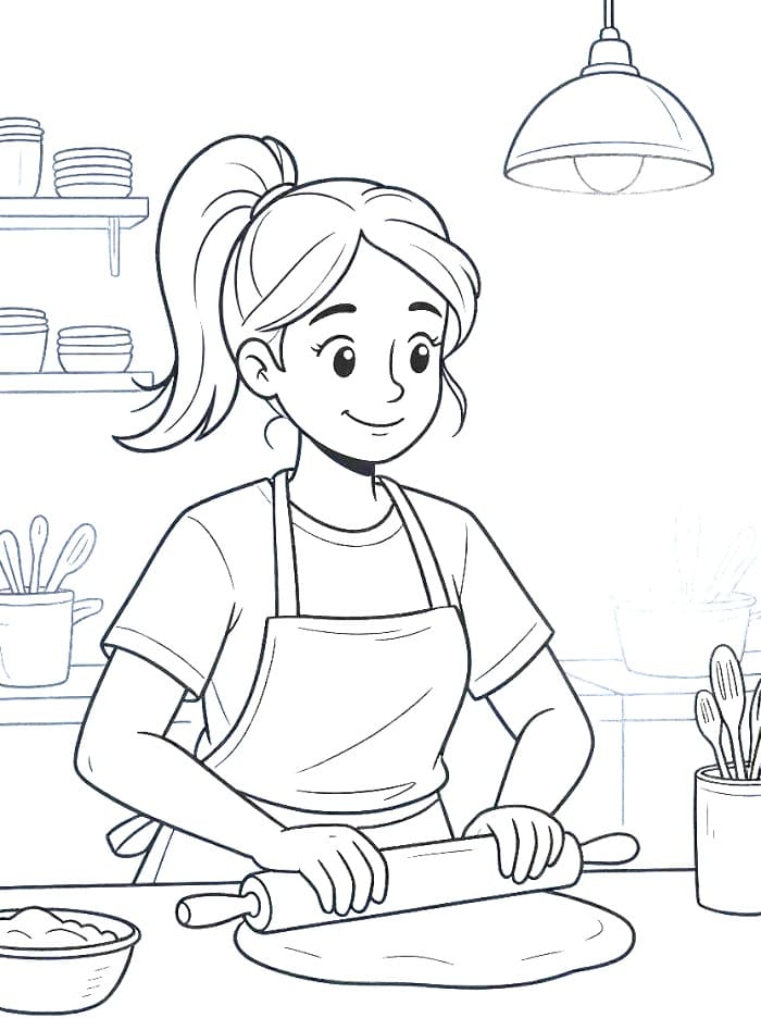 Desenho de Pizzaiolo Grátis para Crianças para Colorir