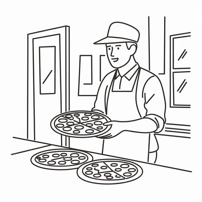 Desenho de Pizzaiolo Imprimivel Grátis para Crianças para Colorir