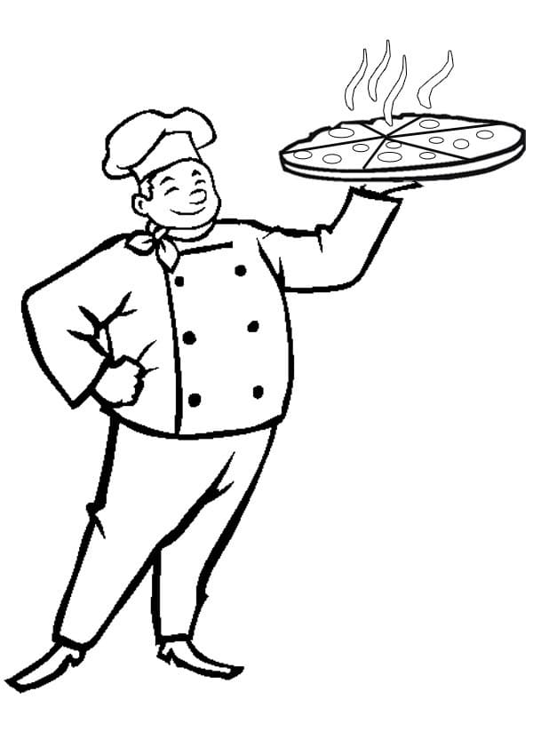 Desenho de Pizzaiolo Incrível para Colorir