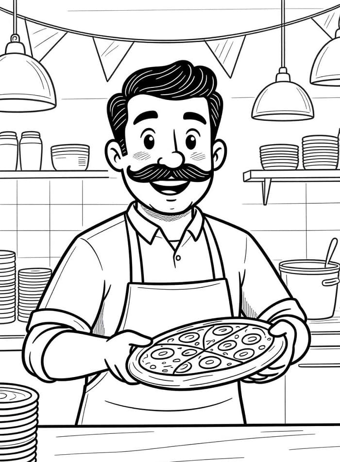 Desenho de Pizzaiolo para Crianças para Colorir